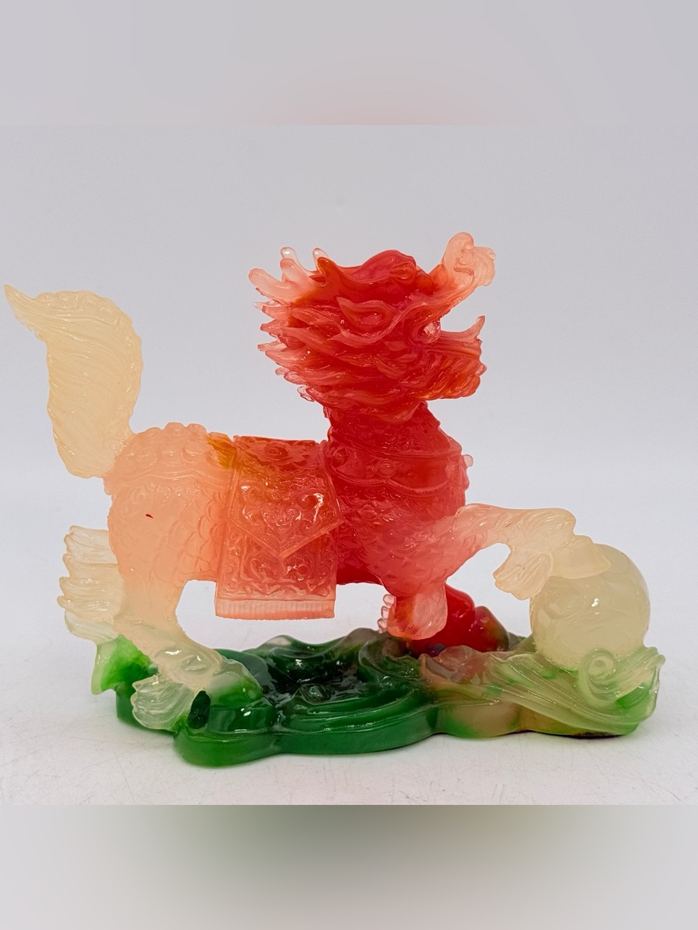 Red and Cream Decorative Foo Dog Statue plastic - Home Accents